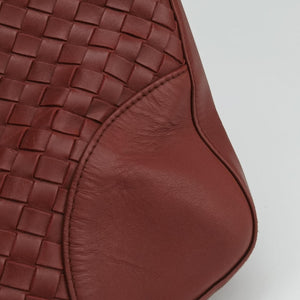 Pre-owned Bottega Veneta Intrecciato Shopper Acatl Red lambskin handbag | stylenewstar