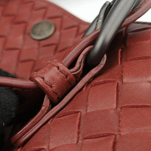 Pre-owned Bottega Veneta Intrecciato Shopper Acatl Red lambskin handbag | stylenewstar
