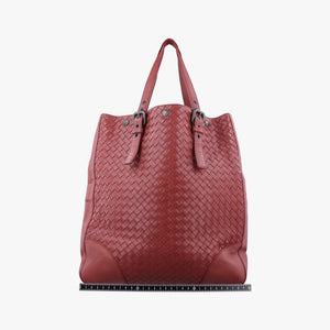 Pre-owned Bottega Veneta Intrecciato Shopper Acatl Red lambskin handbag | stylenewstar