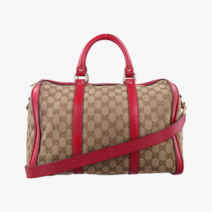 Pre-owned Gucci Sherry Line khaki×red canvas×leather 247205 shoulderbag | stylenewstar