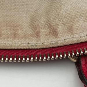 Pre-owned Gucci Sherry Line khaki×red canvas×leather 247205 shoulderbag | stylenewstar