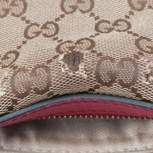 Pre-owned Gucci Sherry Line khaki×red canvas×leather 247205 shoulderbag | stylenewstar