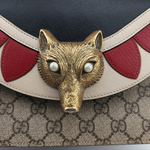 Pre-owned Gucci Mini Fox Brooch Bamboo Beige×Multicolour PVC coated canvas×Leather 466428 shoulderbag | stylenewstar