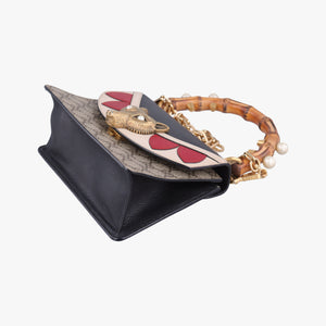 Pre-owned Gucci Mini Fox Brooch Bamboo Beige×Multicolour PVC coated canvas×Leather 466428 shoulderbag | stylenewstar