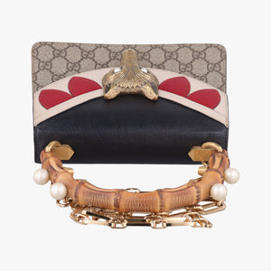 Pre-owned Gucci Mini Fox Brooch Bamboo Beige×Multicolour PVC coated canvas×Leather 466428 shoulderbag | stylenewstar