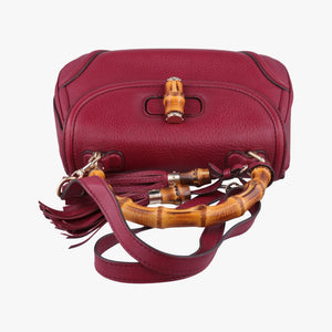 Pre-owned Gucci New Bamboo Burgundy Leather 254884 shoulderbag | stylenewstar