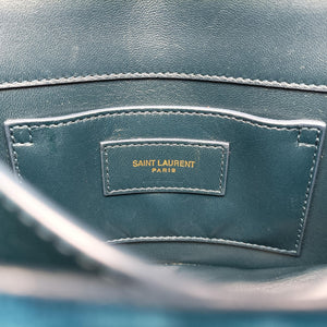 Secondhand Yves Saint Laurent SUNSET Blue velour 441972 shoulderbag | stylenewstar