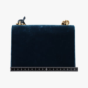 Secondhand Yves Saint Laurent SUNSET Blue velour 441972 shoulderbag | stylenewstar