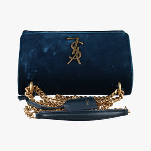 Secondhand Yves Saint Laurent SUNSET Blue velour 441972 shoulderbag | stylenewstar