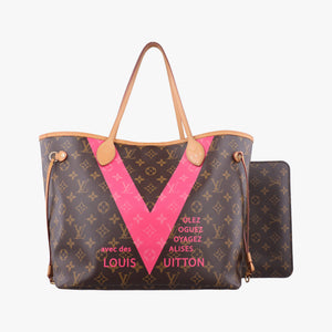 Pre-owned Louis Vuitton Neverfull MM brown×Grenard Pink Monogram Canvas M41602 shoulderbag | stylenewstar