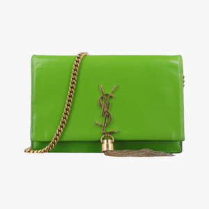 Pre-owned Yves Saint Laurent KATE Green Leather 452159 shoulderbag | stylenewstar