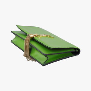 Pre-owned Yves Saint Laurent KATE Green Leather 452159 shoulderbag | stylenewstar