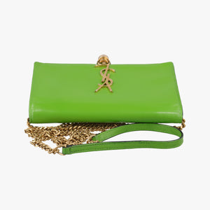 Pre-owned Yves Saint Laurent KATE Green Leather 452159 shoulderbag | stylenewstar