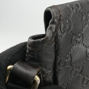 Pre-owned Gucci GG Plus GG Supreme Brown leather 223666 shoulderbag | stylenewstar