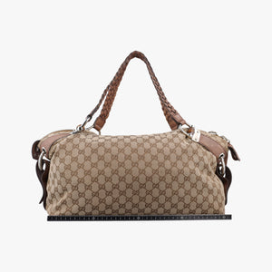 Pre-owned Gucci Medium Bamboo Brown canvas×leather 232959 handbag | stylenewstar
