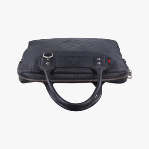 Pre-owned Gucci Guccissima Briefcase Business Black Leather 328937 handbag | stylenewstar