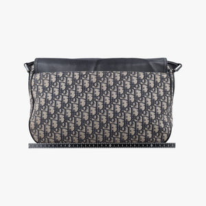 Pre-owned Christian Dior Oblique Saddle Navy×Black Jacquard×Leather shoulderbag | stylenewstar