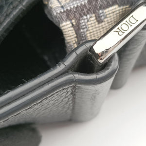 Pre-owned Christian Dior Oblique Saddle Navy×Black Jacquard×Leather shoulderbag | stylenewstar