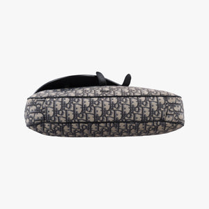 Pre-owned Christian Dior Oblique Saddle Navy×Black Jacquard×Leather shoulderbag | stylenewstar