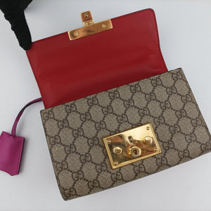 Vintage Gucci Padlock beige×red×pink PVC coated canvas×Leather 409487 shoulderbag | stylenewstar