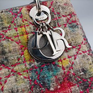 Pre-owned Christian Dior Lady Dior Multicolor Tweed Wool × Metallic Leather shoulderbag | stylenewstar