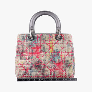 Pre-owned Christian Dior Lady Dior Multicolor Tweed Wool × Metallic Leather shoulderbag | stylenewstar