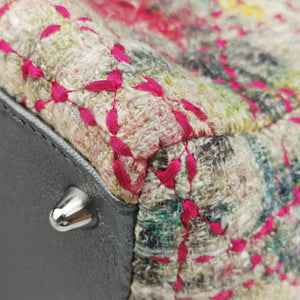 Pre-owned Christian Dior Lady Dior Multicolor Tweed Wool × Metallic Leather shoulderbag | stylenewstar