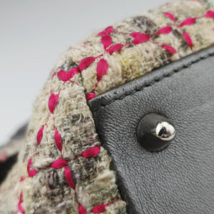 Pre-owned Christian Dior Lady Dior Multicolor Tweed Wool × Metallic Leather shoulderbag | stylenewstar