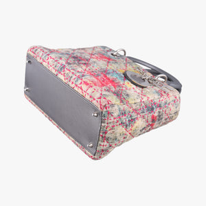 Pre-owned Christian Dior Lady Dior Multicolor Tweed Wool × Metallic Leather shoulderbag | stylenewstar