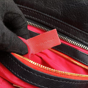 Pre-owned Christian Louboutin Syd Spiked Red Tartan × Black Canvas/Velvet × Calfskin backpack/rucksack | stylenewstar