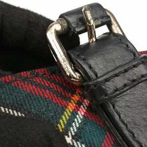 Pre-owned Christian Louboutin Syd Spiked Red Tartan × Black Canvas/Velvet × Calfskin backpack/rucksack | stylenewstar