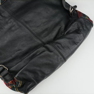 Pre-owned Christian Louboutin Syd Spiked Red Tartan × Black Canvas/Velvet × Calfskin backpack/rucksack | stylenewstar