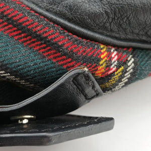 Pre-owned Christian Louboutin Syd Spiked Red Tartan × Black Canvas/Velvet × Calfskin backpack/rucksack | stylenewstar