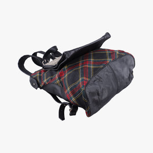 Pre-owned Christian Louboutin Syd Spiked Red Tartan × Black Canvas/Velvet × Calfskin backpack/rucksack | stylenewstar