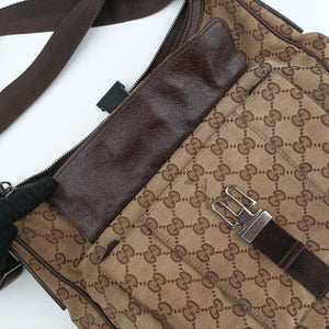 Vintage Gucci GG canvas Messenger Beige × Dark Brown canvas 131211 crossbodybag | stylenewstar