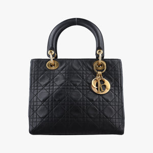 Pre-owned Christian Dior Lady Dior Black lambskin handbag | stylenewstar