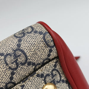 Vintage Gucci GG SUPREME Beige x Red x Navy PVC coated canvasxLeather 409529 shoulderbag | stylenewstar