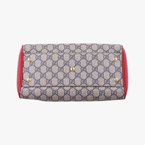Vintage Gucci GG SUPREME Beige x Red x Navy PVC coated canvasxLeather 409529 shoulderbag | stylenewstar