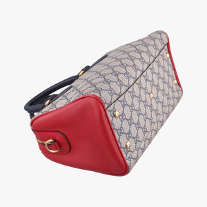 Vintage Gucci GG SUPREME Beige x Red x Navy PVC coated canvasxLeather 409529 shoulderbag | stylenewstar