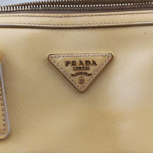 Secondhand Prada Boston Soleil Yellow Saffiano patent BL0831 shoulderbag | stylenewstar