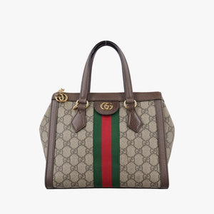 Pre-owned Gucci Ophidia brown×red×green PVC coated canvas×Leather 547551 handbag | stylenewstar