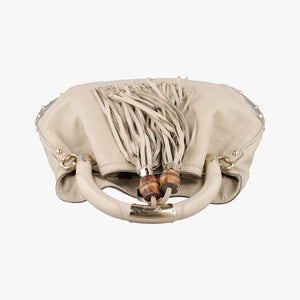 Secondhand Gucci Bamboo Babouska Indy Hobo White Leather 177139 shoulderbag | stylenewstar