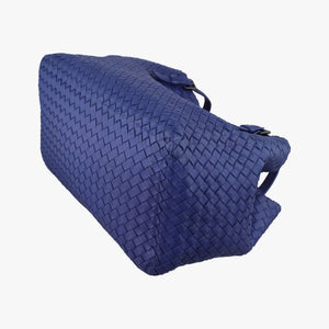 Secondhand Bottega Veneta Cesta Intrecciato Blue lambskin handbag | stylenewstar
