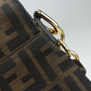 Pre-owned Fendi Mia Flap Brown canvas 8BT163 shoulderbag | stylenewstar