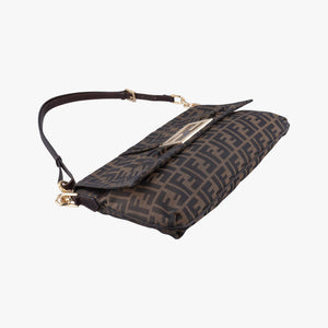 Pre-owned Fendi Mia Flap Brown canvas 8BT163 shoulderbag | stylenewstar