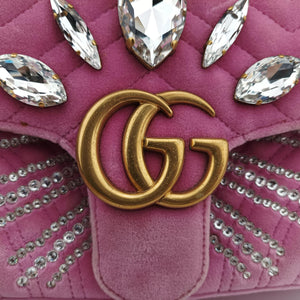 Pre-owned Gucci GG Marmont Pink velour 443497 shoulderbag | stylenewstar