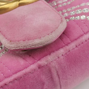 Pre-owned Gucci GG Marmont Pink velour 443497 shoulderbag | stylenewstar