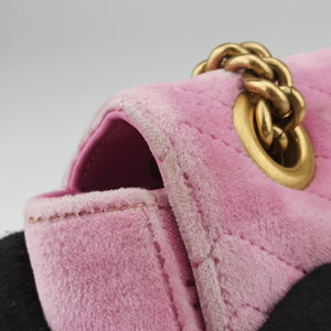 Pre-owned Gucci GG Marmont Pink velour 443497 shoulderbag | stylenewstar