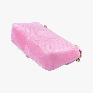 Pre-owned Gucci GG Marmont Pink velour 443497 shoulderbag | stylenewstar