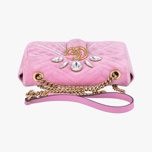 Pre-owned Gucci GG Marmont Pink velour 443497 shoulderbag | stylenewstar